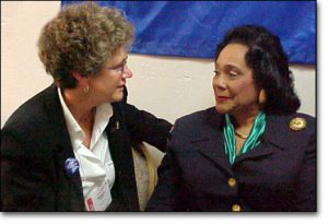 Margie Adam with Coretta Scott King